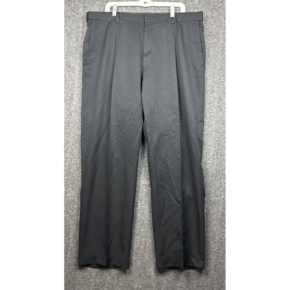 Haggar Tailored Fit Repreve Men's Dress Pants Black 40x30 Casual Office Business